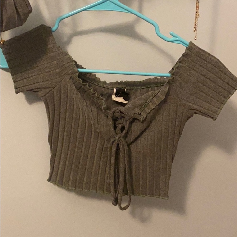 Tie up green crop top